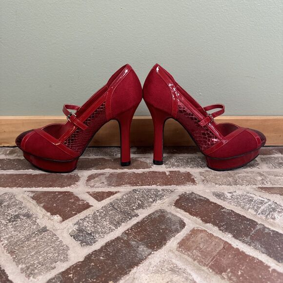 Limelight MINX Super Sexy Red Platform Stiletto Mary Jane Heels Women's Size 8.5 - Picture 3 of 15